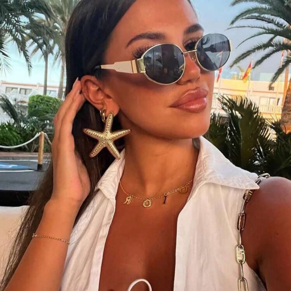 1 Pair Women's Retro Metal Frame Metal Leg Sunglasses, Suitable For Daily Wear